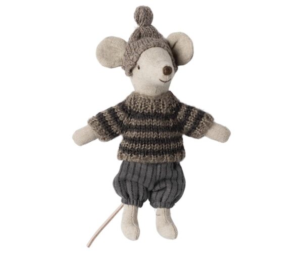 Winter mouse with ski set, Big brother - Grey