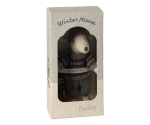 Winter mouse with ski set, Big brother - Grey