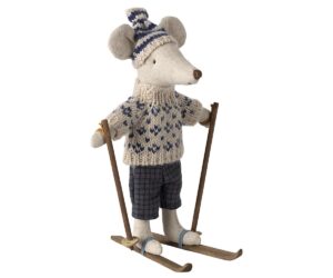 Winter mouse with ski set, Dad - Blue