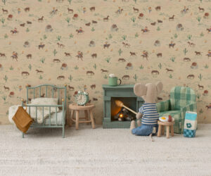 Vintage single bed, Mouse - Mint
