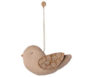 Fabric ornament, Bird - Winter heart - Sand