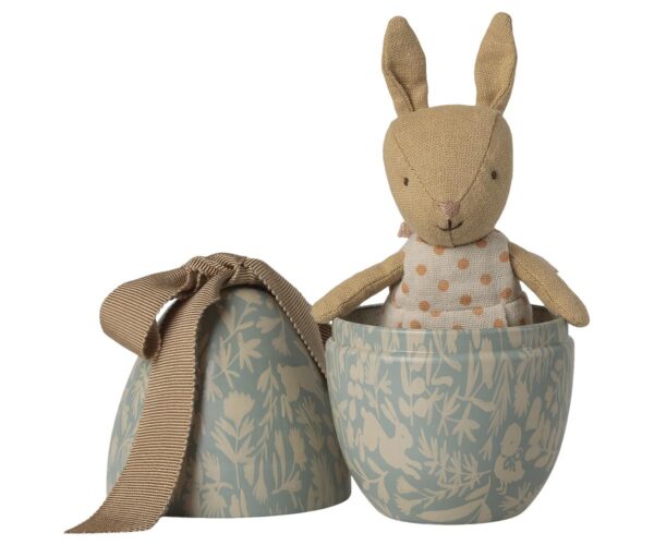 Easter egg with micro rabbit, Small - Dusty blue