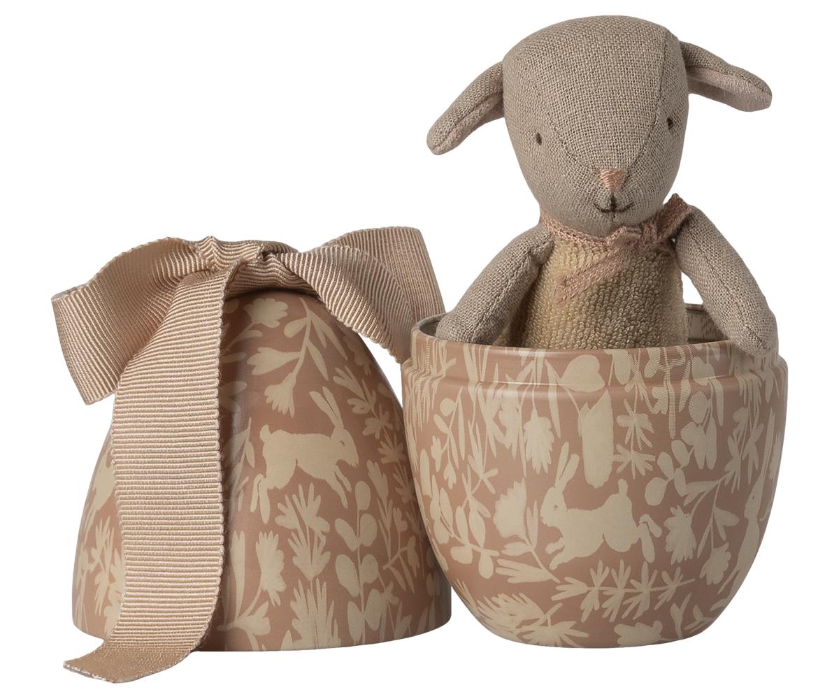 Easter egg with micro rabbit, Small - Cream yellow