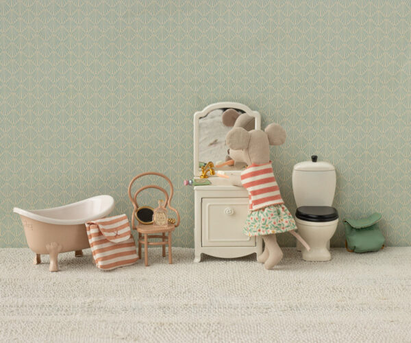 Toothbrush set in bag, Mouse - Coral stripe