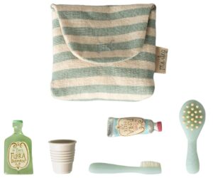 Toothbrush set in bag, Mouse - Blue stripe