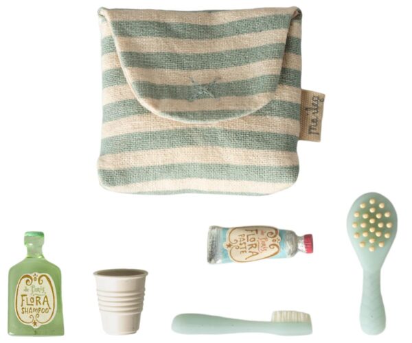 Toothbrush set in bag, Mouse - Blue stripe