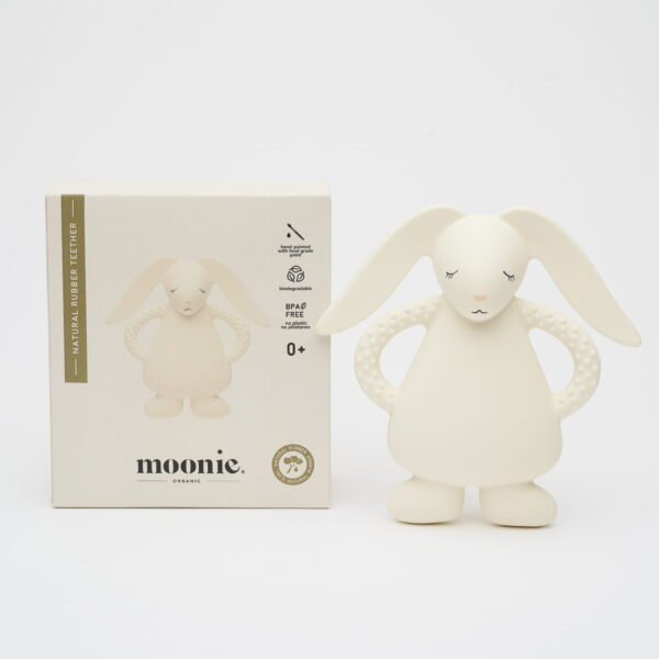 MOONIE NATURAL RUBBER TEETHER BUNNY CREAM